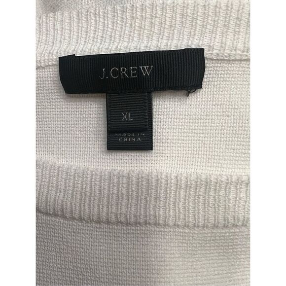 J. crew scalloped trim crewneck thick material long sleeve white sweater XL - Picture 5 of 6